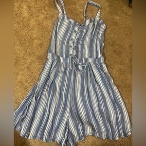 hollister stripped blue and white romper dress size small